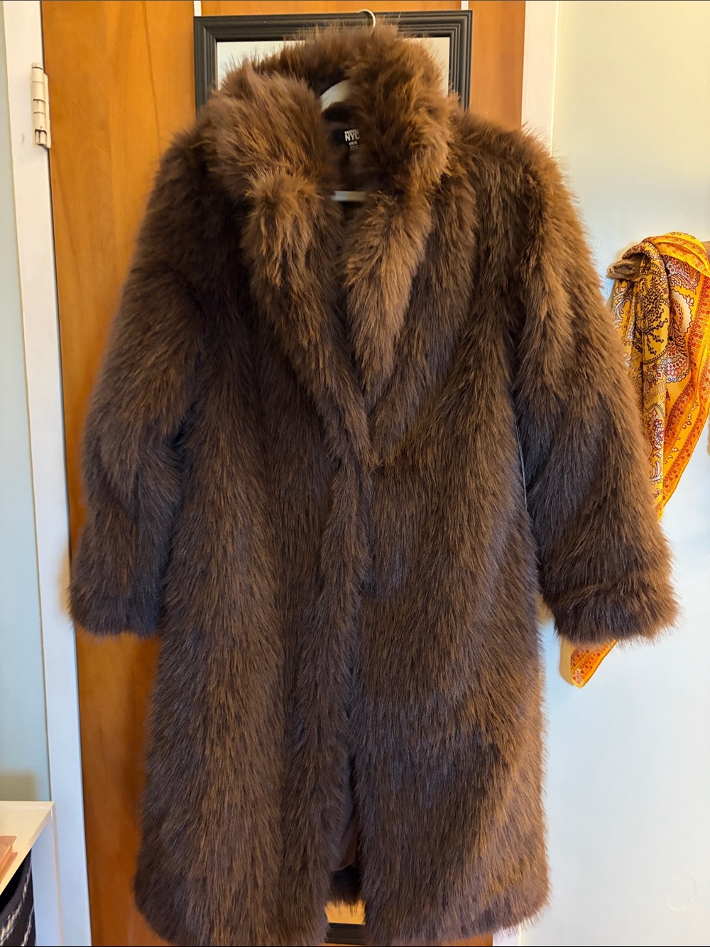 Classic Brown Faux Fur Long Trench Coat - Women’s Outerwear